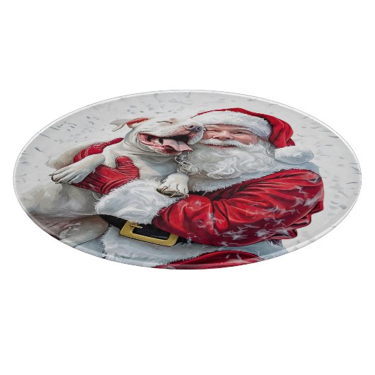 Planche À Découper Santa Claus et Pitbull Chien Chien Chien Chien (Coin)