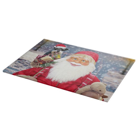 Planche À Découper Santa Claus w Christmas Miniature Schnauzer Chien (Coin)