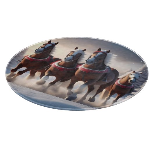 Planche À Découper Santas Chevaux de Neige de Noël, (Coin)