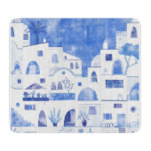 Planche À Découper Santorin Grec Ile Aquarelle Townscape (Devant)