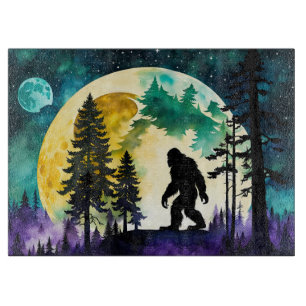 Planche À Découper Sasquatch Pleine lune sur la montagne