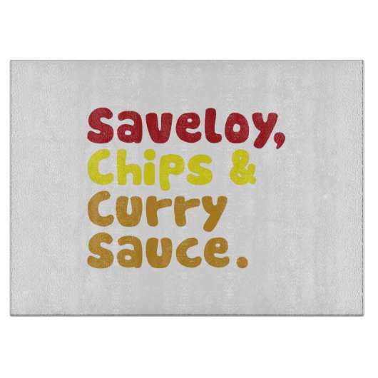 Planche À Découper Saveloy, chips & Curry Sauce. (Devant)