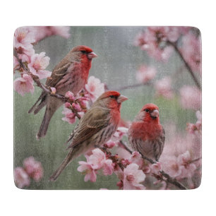Planche À Découper "Scarlet Trio : Finies rouges parmi les fleurs ros