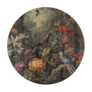 Planche À Découper Scène botanique vintage oiseaux fleurs au paradis
