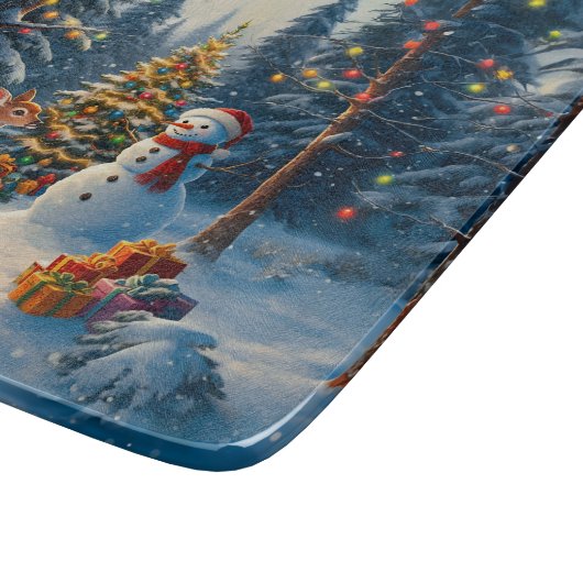 Planche À Découper Scene d'arbre de Noël Cute Deer Fawn Snowman (Coin)