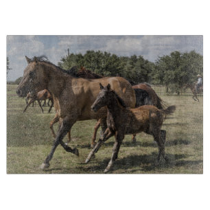 Planche À Découper Scène de chevaux joueurs en train de courir