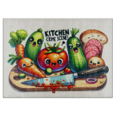 Planche À Découper Scène de crime de cuisine Légumes hachés (Devant)