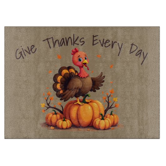 Planche À Découper Scène de dinde de Thanksgiving mignonne avec citro (Devant)