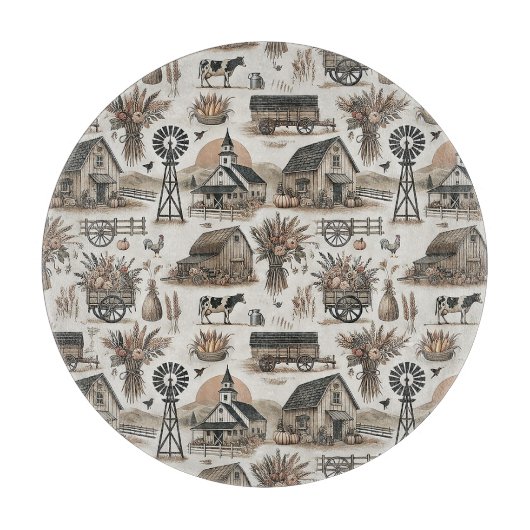 Planche À Découper Scène de ferme rustique (Devant)