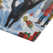 Planche À Découper Scène de neige festive de Noël Black Cat (Coin)