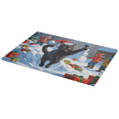 Planche À Découper Scène de neige festive de Noël Black Cat (Coin)