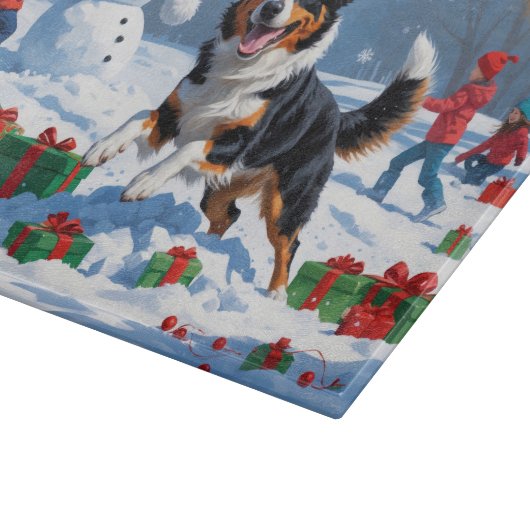 Planche À Découper Scène de Noël australienne Kelpie (Coin)