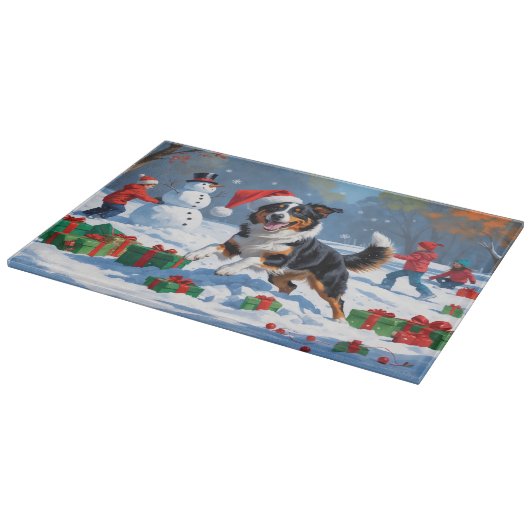 Planche À Découper Scène de Noël australienne Kelpie (Coin)