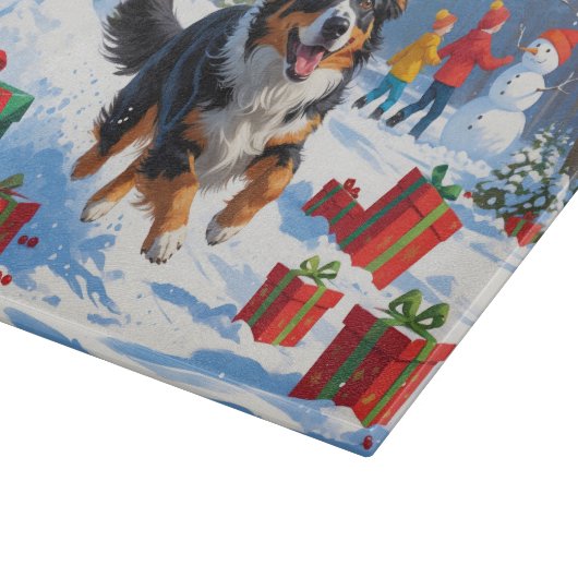 Planche À Découper Scène de Noël du berger australien (Coin)