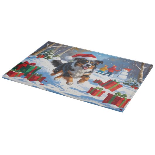 Planche À Découper Scène de Noël du berger australien (Coin)