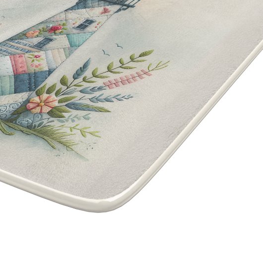 Planche À Découper Scène florale côtière du phare patchwork (Coin)