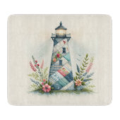 Planche À Découper Scène florale côtière du phare patchwork (Devant)