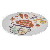 Planche À Découper Scène Whimsical Kitchen avec "Let’s Cook" Texte - (Coin)