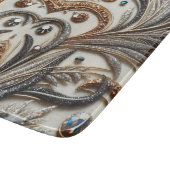 Planche À Découper Schéma floral brillant avec pierre de gemme (Coin)