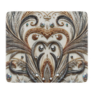 Planche À Découper Schéma floral brillant avec pierre de gemme