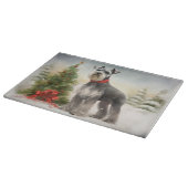 Planche À Découper Schnauzer Chien à Noël de neige (Coin)