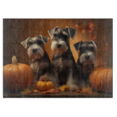 Planche À Découper Schnauzer Chiot Automne Citrouille de plaisir (Devant)