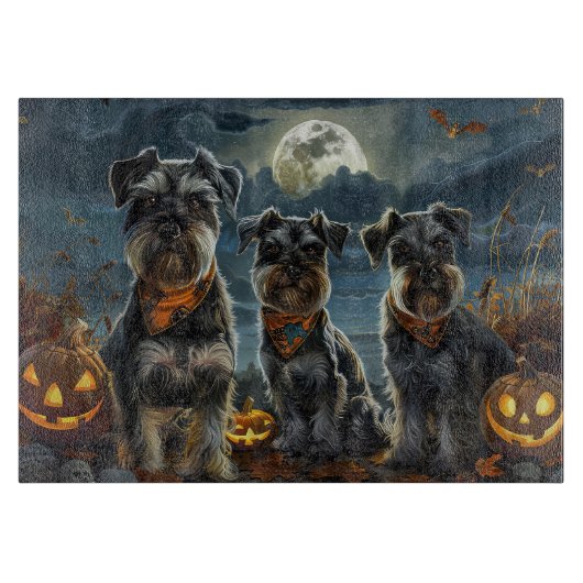 Planche À Découper Schnauzer Halloween Éffrayant (Devant)