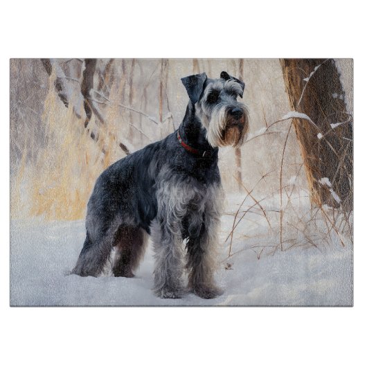 Planche À Découper Schnauzer Qu'il neige Noël (Devant)
