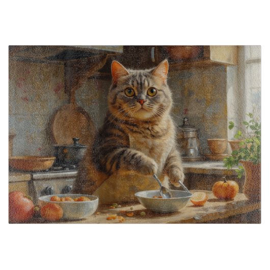 Planche À Découper Scottish Fold Cat Cooking in Kitchen (Devant)