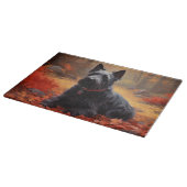 Planche À Découper Scottish Terrier dans les feuilles d'automne tombé (Coin)