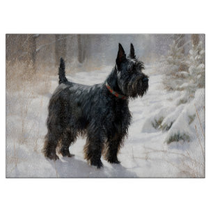 Planche À Découper Scottish Terrier Laisser Il Neige Noël