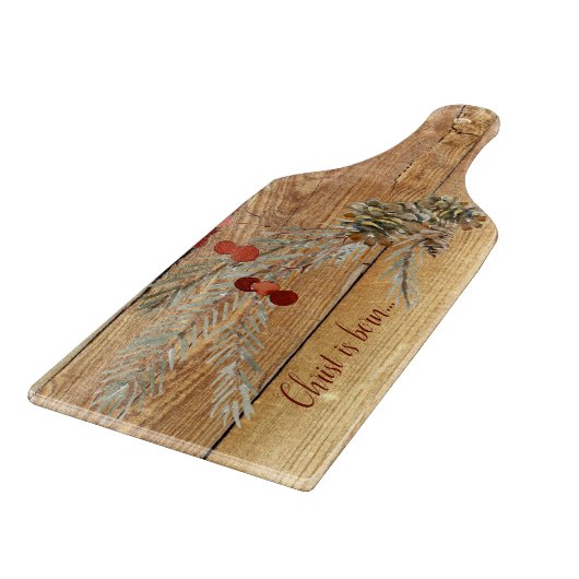 Planche À Découper Script Christ est né Pine Cone Noël (Coin)