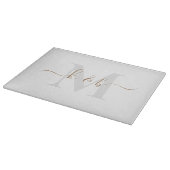 Planche À Découper Script de lavage de monogramme or et gris (Coin)