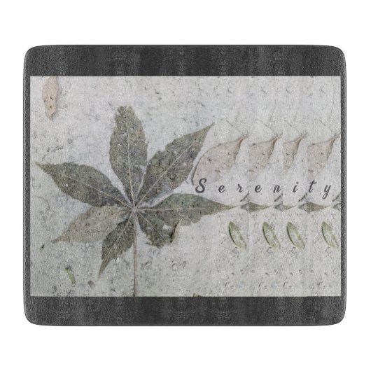 Planche À Découper Script Moderne Feuilles Feuille Sérénité Sur La Pl (Devant)