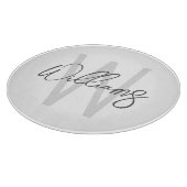 Planche À Découper Script moderne Monogramme personnalisé et nom (Coin)