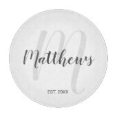 Planche À Découper Script moderne Monogramme personnalisé et nom de f (Devant)