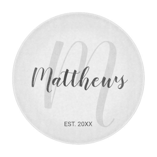 Planche À Découper Script moderne Monogramme personnalisé et nom de f (Devant)