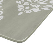 Planche À Découper Scroll Damask Art I White on Green (Coin)