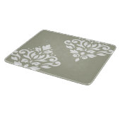 Planche À Découper Scroll Damask Art I White on Green (Coin)