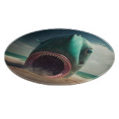 Planche À Découper Sculpture de requin sur la plage (Coin)