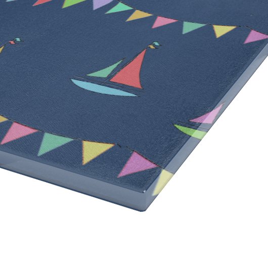 Planche À Découper Seaside Town Sail Boats and Bunting Pattern Blue (Coin)