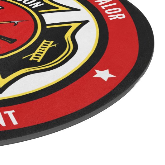 Planche À Découper Secourt de pompier AJOUTER LE NOM Insigne du servi (Coin)