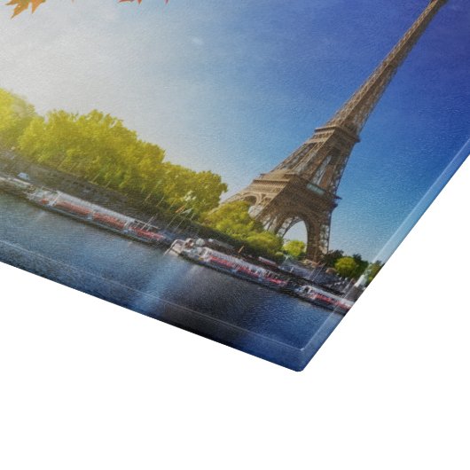 Planche À Découper Seine À Paris Avec Tour Eiffel En Automne (Coin)