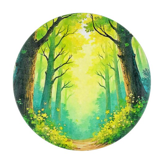 Planche À Découper Sentier forestier ensoleillé (Devant)
