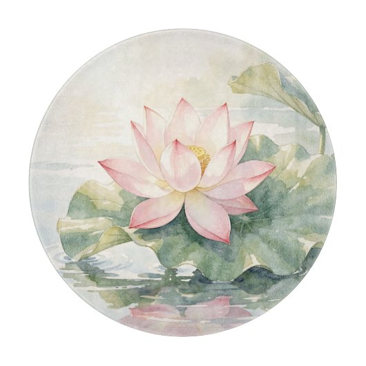 Planche À Découper Sérénité Lotus Rose Aquarelle (Devant)