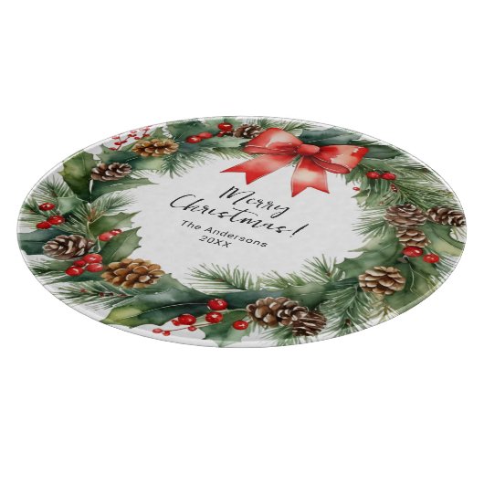 Planche À Découper Serre d'aquarelle rustique Joyeux Noël (Coin)