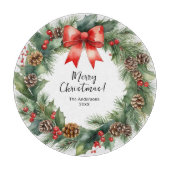 Planche À Découper Serre d'aquarelle rustique Joyeux Noël (Devant)