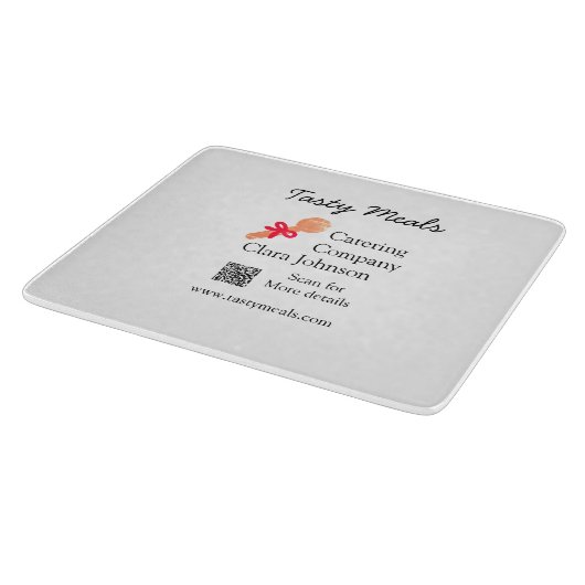 Planche À Découper Services de restauration ajouter nom QR code site  (Coin)