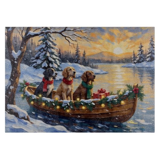 Planche À Découper Setter Anglais Noël Bateau Fêtes (Devant)