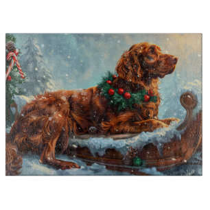 Planche À Découper Setter Rouge Irlandais Noël Fêtard